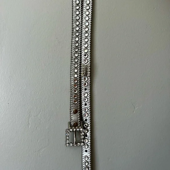 b.b. Simon silver skinny Swarovski Crystal 27 inch belt. b.b. Simon silver skinny Swarovski Crystal 27 inch belt main image 2